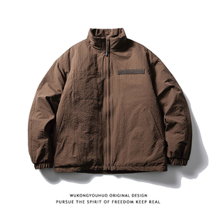 悟空有货复古日系纯色加厚工装 潮牌保暖百搭棉衣 立领棉服男女冬季