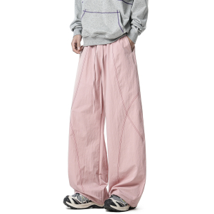 子百搭阔腿长裤 男女宽松裤 撞色辑明线直筒休闲裤 悟空有货潮牌美式