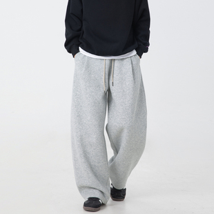 宽松百搭阔腿运动休闲裤 悟空有货复古潮牌重磅廓形垂感卫裤 男美式