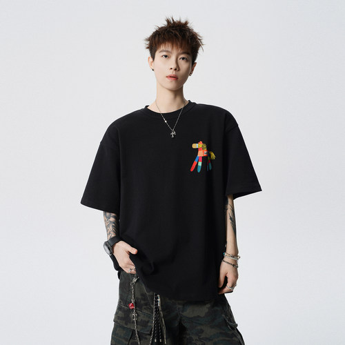 潮牌夏季简约印花短袖T恤男女