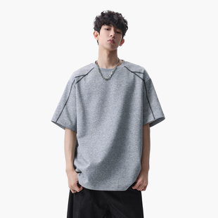 悟空有货美式夏季辑明线圆领短袖T恤男潮牌宽松情侣百搭半袖体恤