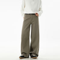 Wukong has Maillard retro simple solid color straight-leg pants for men, cleanfit washed and aged pure cotton casual pants thumbnail 4