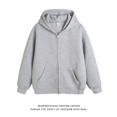 连帽卫衣外套男女宽松基础百搭休闲帽衫 悟空有货潮牌秋季 复古开衫