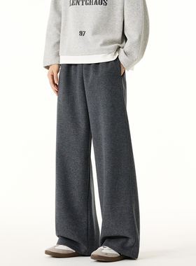 悟空有货街头复古简约纯色垂感运动卫裤男女潮牌宽松阔腿休闲长裤