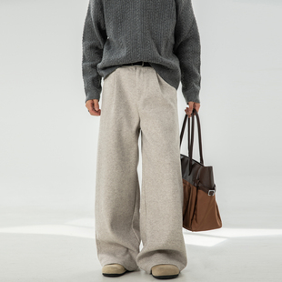 宽松阔腿直筒休闲裤 悟空有货复古老钱风重磅毛呢西装 新款 男秋季 裤