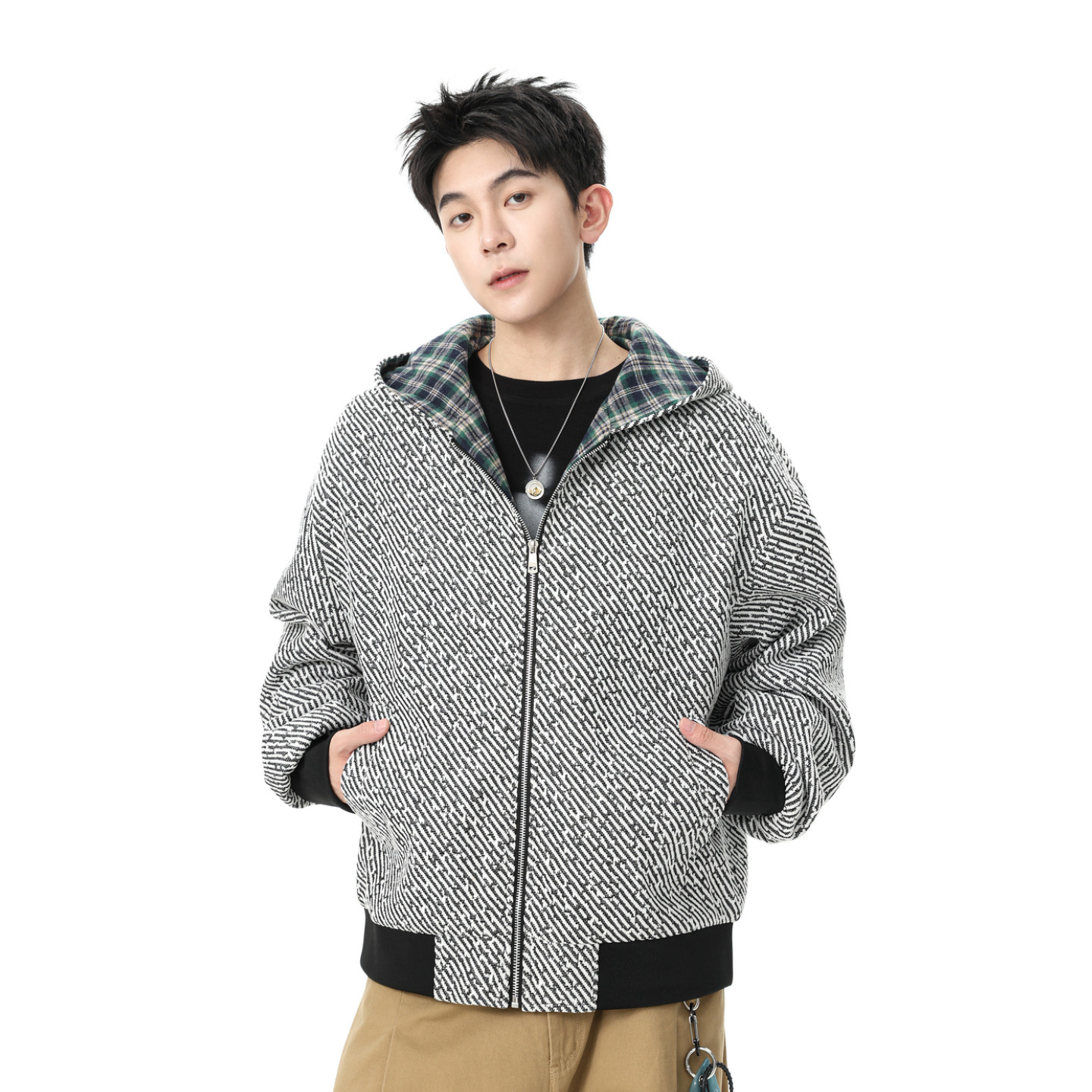 悟空有货复古潮牌撞色拼接开衫连帽外套男女春季情侣宽松百搭夹克,男装,夹克,淘宝优惠券,粉丝福利购,淘宝优惠卷