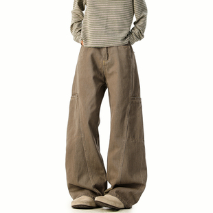 男复古宽松潮流阔腿百搭长裤 裤 水洗解构弯刀工装 悟空有货潮牌美式