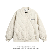 悟空有货复古冬季 菱形格子棒球服棉衣男潮牌宽松情侣保暖百搭棉服