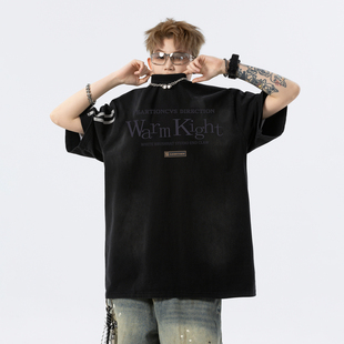 潮牌宽松情侣半袖 T恤男夏季 体恤 复古设计感圆领短袖 悟空有货美式