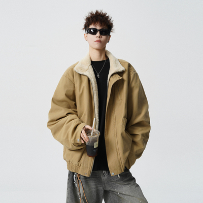 美式复古bomber立领飞行棉服男