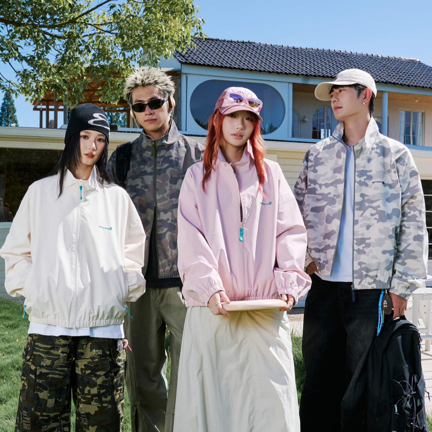 美式复古户外机能风立领冲锋衣