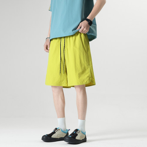 潮牌夏季纯色户外速干短裤男复古