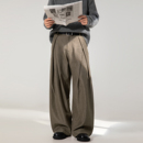 悟空有货立体褶皱A字廓形老钱风长裤 子男高级感通勤百搭休闲西裤