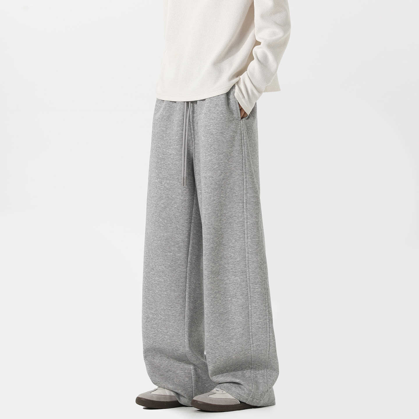 潮牌美式纯色垂感运动卫裤男秋季