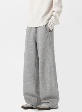 悟空有货潮牌美式纯色垂感运动卫裤男秋季街头宽松阔腿百搭休闲裤