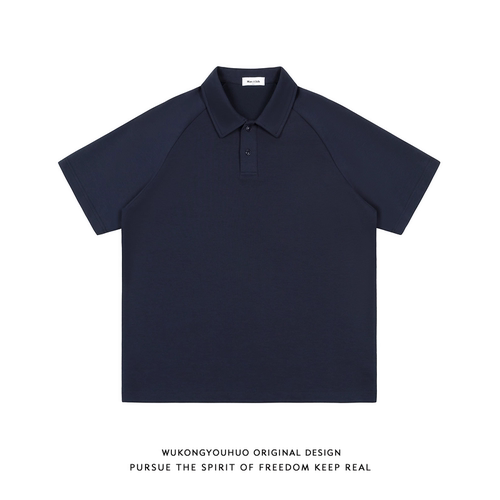 复古日系纯色短袖POLO衫男夏季