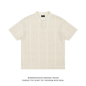 悟空有货肌理感针织短袖 潮牌宽松休闲透气翻领T恤 夏季 POLO衫 男士