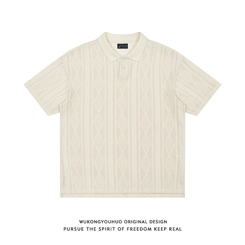 2024夏季肌理感针织短袖POLO衫男