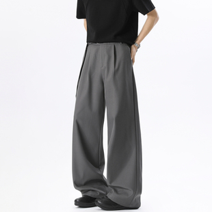男复古宽松阔腿百搭休闲长裤 悟空有货潮牌美式 高级感打褶垂感西裤