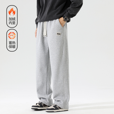 秋冬复古简约加绒保暖卫裤男潮