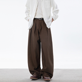 宽松百搭阔腿休闲长裤 悟空有货潮牌高级感纯色直筒垂感西裤 男美式