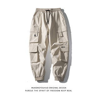 头休闲束脚长裤 男潮牌街头宽松裤 裤 悟空有货复古机能风多口袋工装