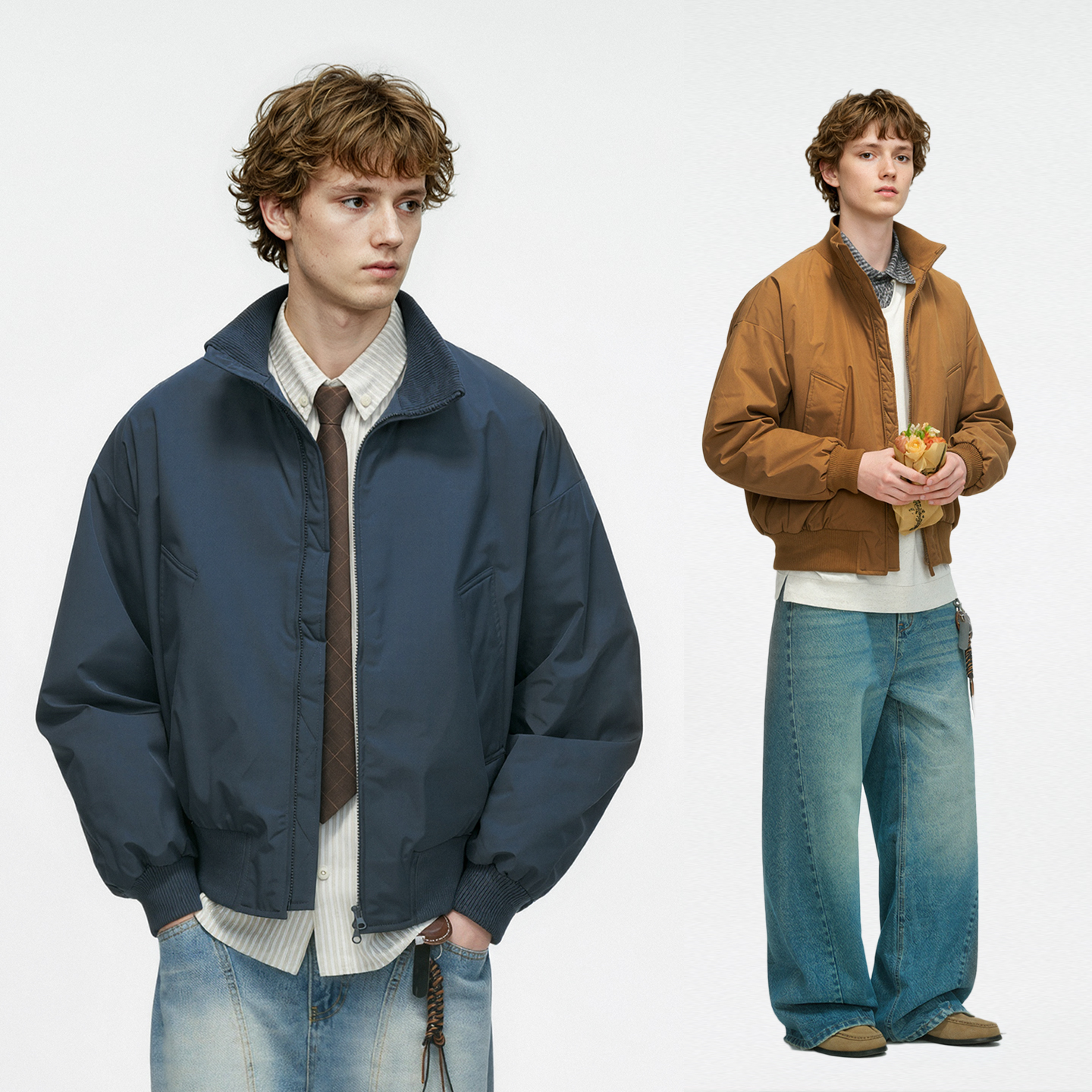 冬季潮牌90白鸭绒立领羽绒服男女