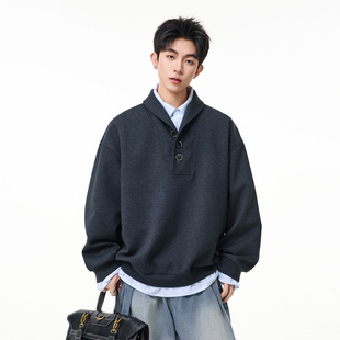 悟空有货复古假两件拼接POLO领卫衣男女秋季情侣宽松休闲百搭上衣