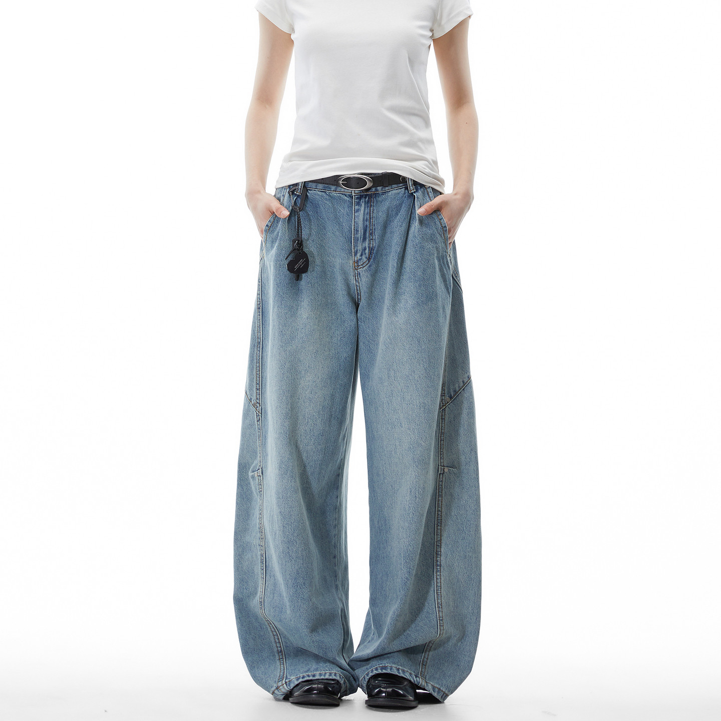 悟空有货潮牌美式解构拼接直筒牛仔裤男复古cleanfit宽松阔腿长裤,男装,牛仔裤,淘宝优惠券,粉丝福利购,淘宝优惠卷