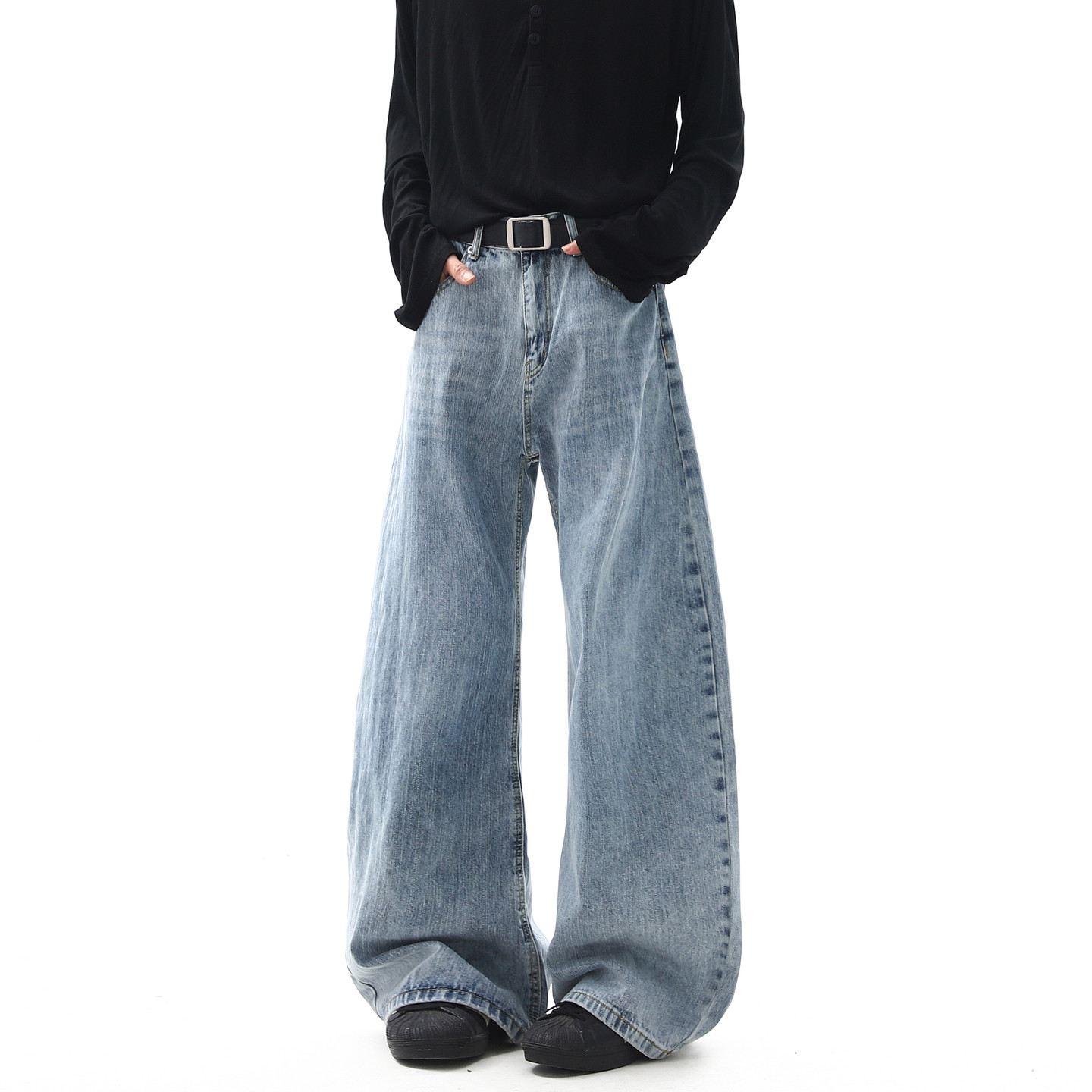 悟空有货美式潮牌水洗做旧弯刀牛仔裤男复古宽松cleanfit百搭长裤,男装,牛仔裤,淘宝优惠券,粉丝福利购,淘宝优惠卷