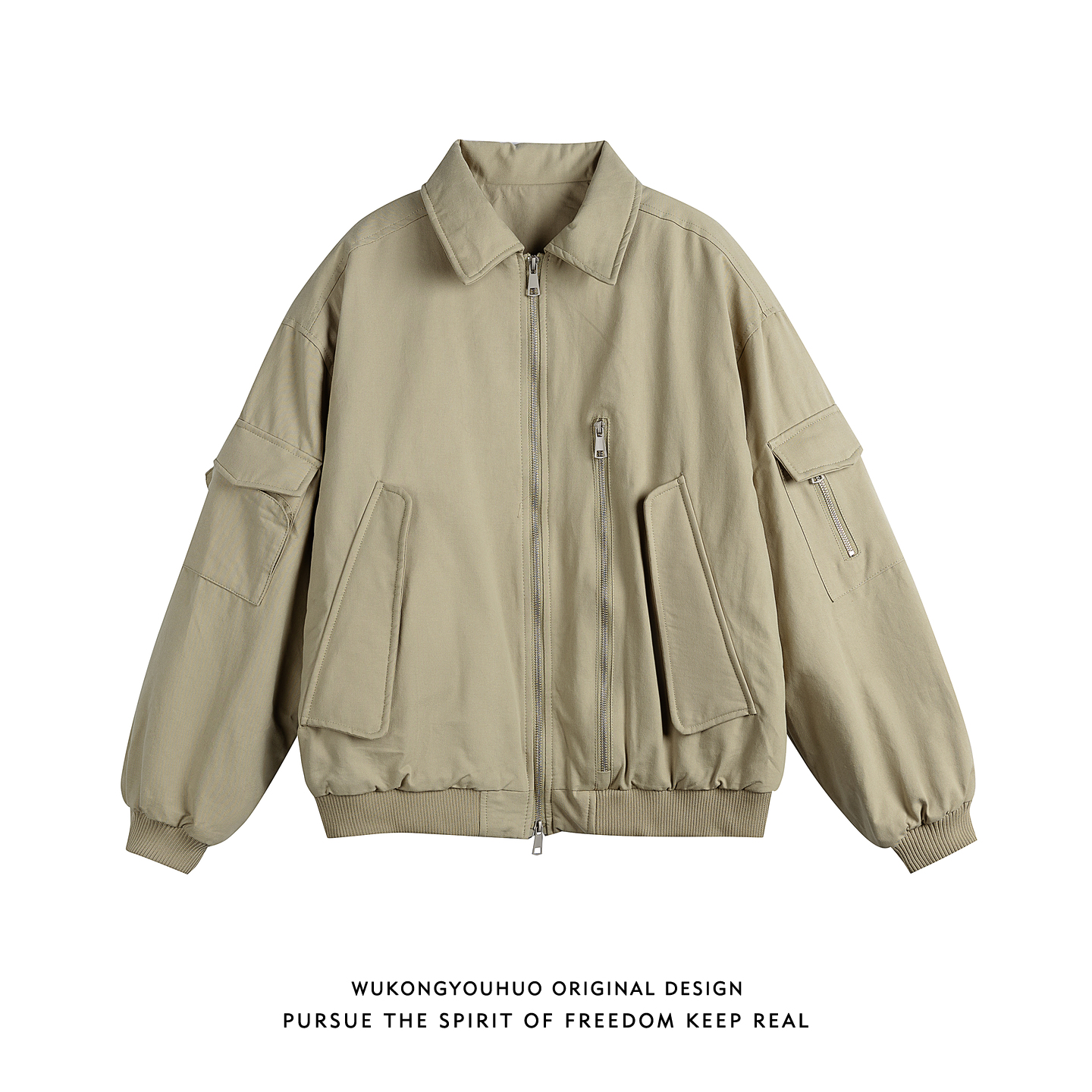 加绒美式高街复古飞行员翻领棉服