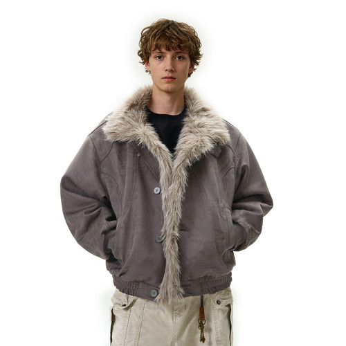 潮牌美式冬季座山雕解构短款棉服