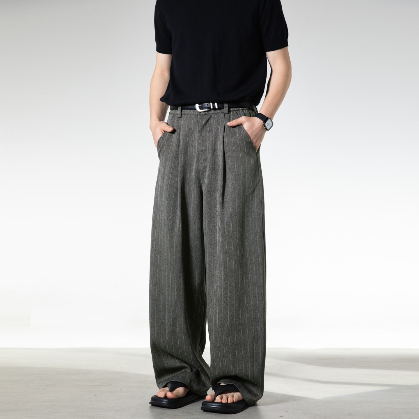 悟空有货复古竖条纹直筒垂感西裤男美式宽松老钱风情侣百搭休闲裤,男装,西裤,淘宝优惠券,粉丝福利购,淘宝优惠卷