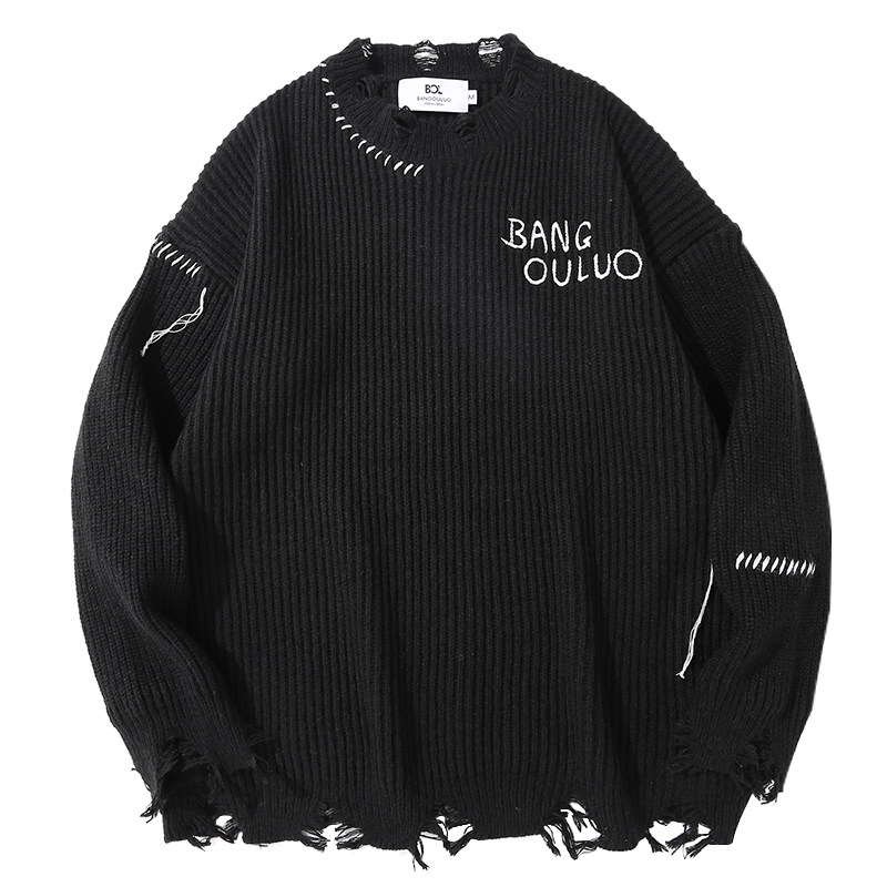 WUKONG IS  HIP-HOP LAZY WINDY WORN-OUT KNITWEAR MENS TRENDY BRAND STREET BF LOOSE COUPLE PULLOVER