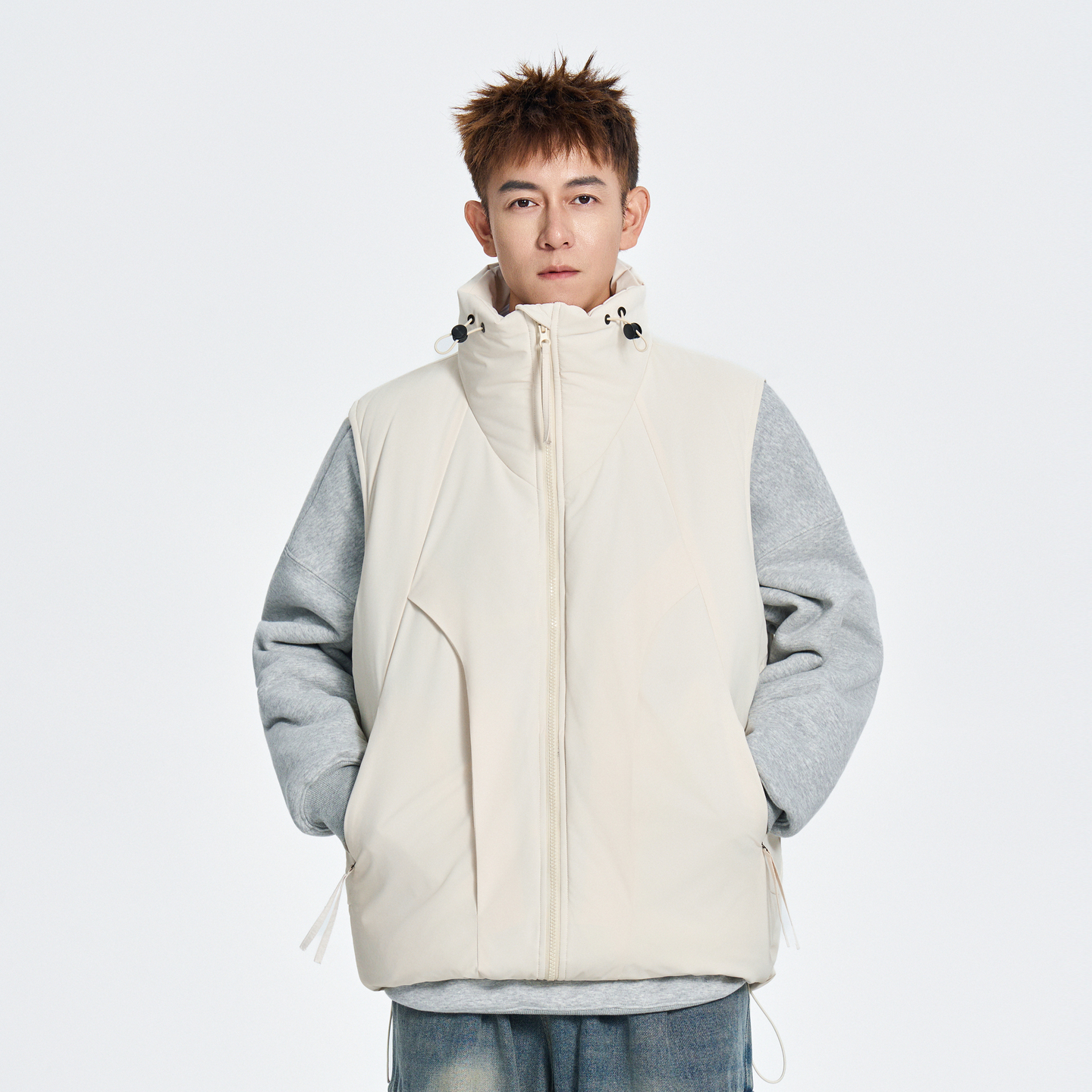 2025冬季解构拼接加厚立领棉服男