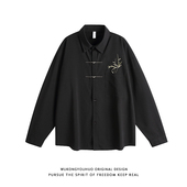 悟空有货复古新中式 男女潮牌宽松情侣中国风衬衣 衬衫 刺绣唐装 长袖