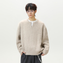 悟空有货美式复古亨利领V领毛衣男女秋季cleanfit宽松休闲针织衫