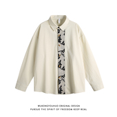 衬衫 悟空有货春秋复古新中式 拼接长袖 男女潮牌中国风情侣休闲衬衣