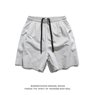 男宽松百搭休闲短裤 悟空有货潮牌夏季 户外运动抽绳松紧运动五分裤