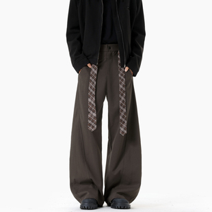 男女潮牌宽松百搭阔腿休闲裤 悟空有货复古老钱风格 纹腰带弯刀西裤