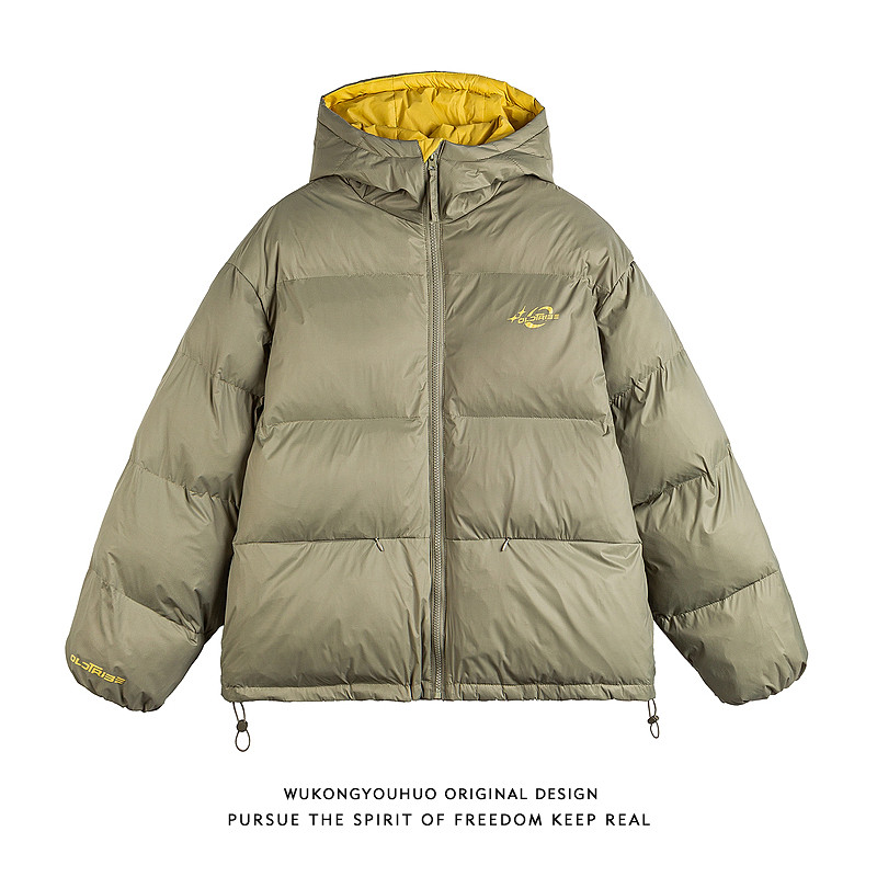 复古冬季加厚连帽面包服棉衣男