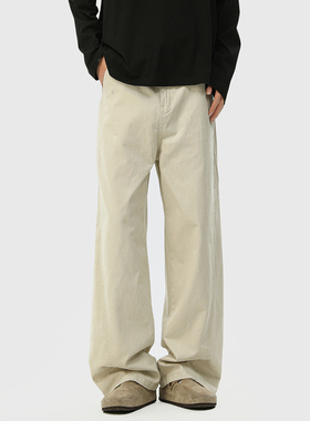 悟空有货潮牌复古cleanfit直筒休闲裤男春季宽松纯棉百搭工装长裤