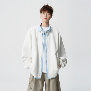 男宽松情侣百搭休闲衬衣夹克外套 衬衫 悟空有货春季 条纹假两件长袖