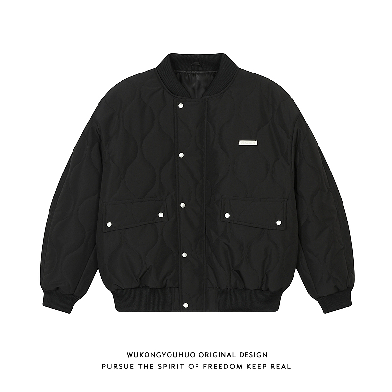 悟空有货美式街头葫芦纹棒球服棉衣男潮牌宽松夹棉保暖飞行员外套