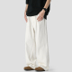 悟空有货潮牌cleanfit直筒宽松白色牛仔裤 男垂感拖地休闲阔腿长裤