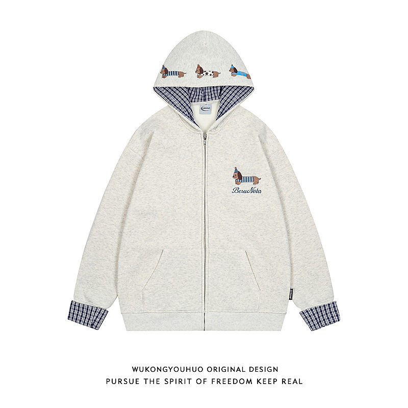 腊肠狗开衫卫衣加绒情侣外套