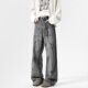 男复古宽松阔腿百搭长裤 悟空有货美式 高街cleanfit做旧水洗牛仔裤