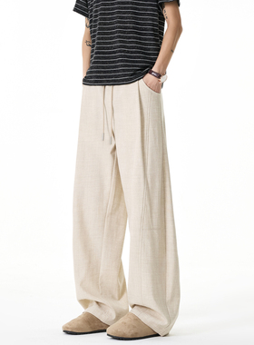 悟空有货夏季老钱风仿麻弯刀裤男女复古潮牌宽松百搭轻薄休闲长裤