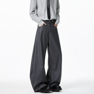 男女潮牌宽松百搭阔腿休闲裤 悟空有货美式 复古高级感垂感弯刀西裤