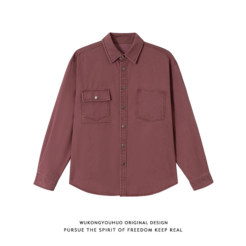 悟空有货潮牌复古春季工装长袖衬衫男女宽松情侣休闲百搭衬衣外套,男装,衬衫,淘宝优惠券,粉丝福利购,淘宝优惠卷